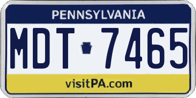 PA license plate MDT7465