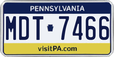 PA license plate MDT7466
