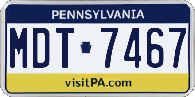 PA license plate MDT7467