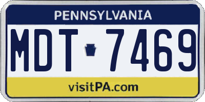PA license plate MDT7469