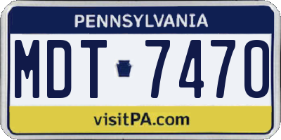 PA license plate MDT7470
