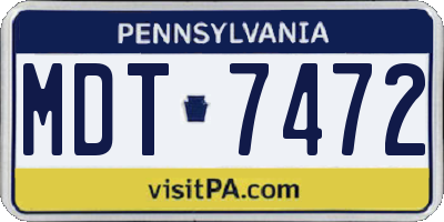 PA license plate MDT7472