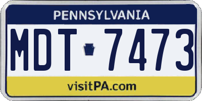 PA license plate MDT7473