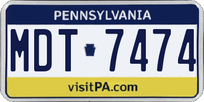 PA license plate MDT7474
