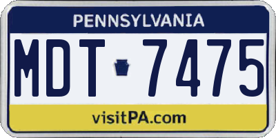 PA license plate MDT7475