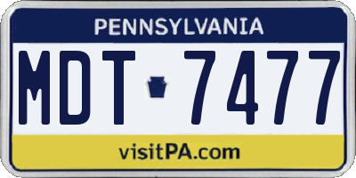 PA license plate MDT7477