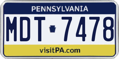 PA license plate MDT7478