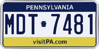 PA license plate MDT7481