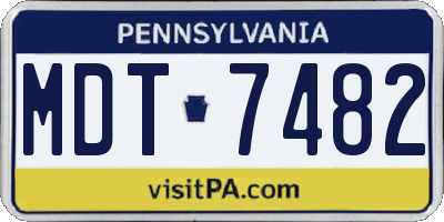 PA license plate MDT7482