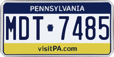 PA license plate MDT7485