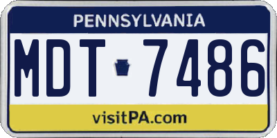 PA license plate MDT7486