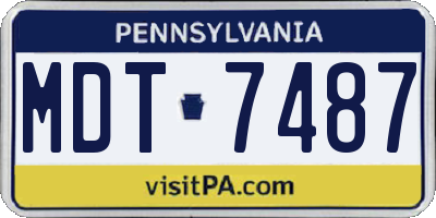 PA license plate MDT7487