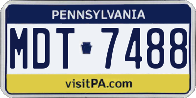 PA license plate MDT7488