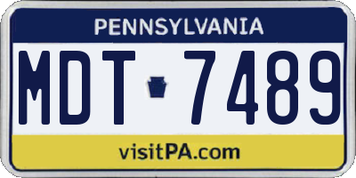 PA license plate MDT7489