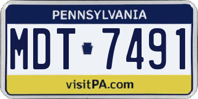 PA license plate MDT7491