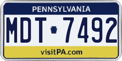 PA license plate MDT7492