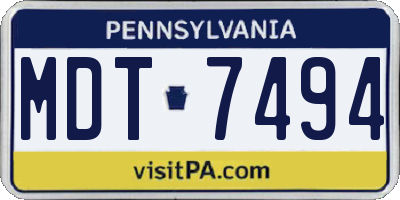 PA license plate MDT7494