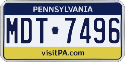 PA license plate MDT7496