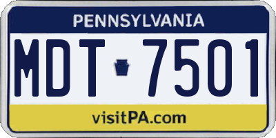 PA license plate MDT7501