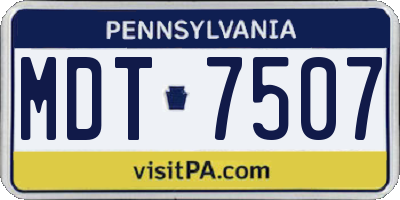 PA license plate MDT7507