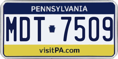 PA license plate MDT7509