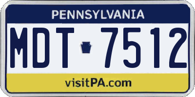 PA license plate MDT7512