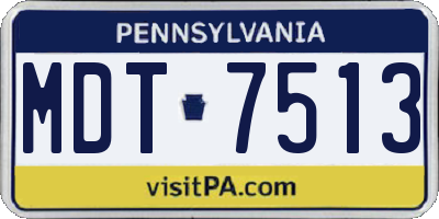 PA license plate MDT7513