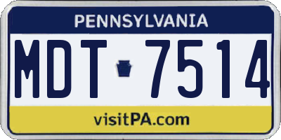 PA license plate MDT7514