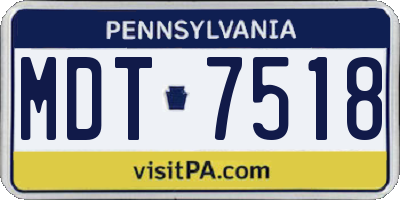 PA license plate MDT7518