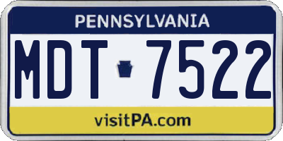 PA license plate MDT7522