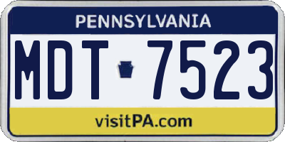 PA license plate MDT7523