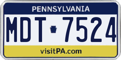 PA license plate MDT7524