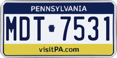 PA license plate MDT7531