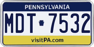 PA license plate MDT7532