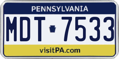 PA license plate MDT7533