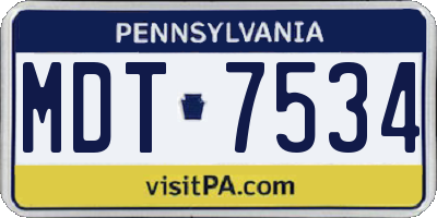 PA license plate MDT7534
