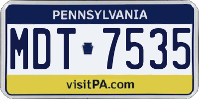 PA license plate MDT7535