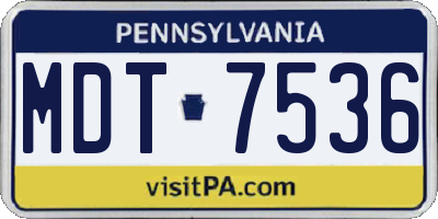 PA license plate MDT7536