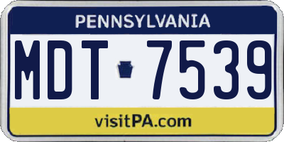 PA license plate MDT7539