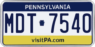 PA license plate MDT7540