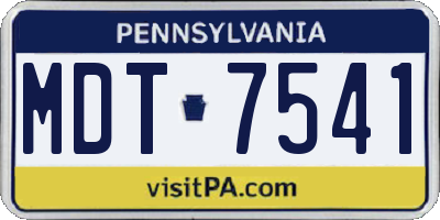 PA license plate MDT7541