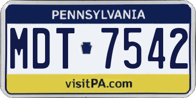 PA license plate MDT7542
