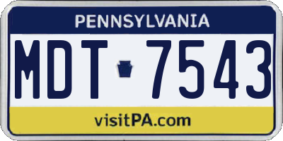 PA license plate MDT7543