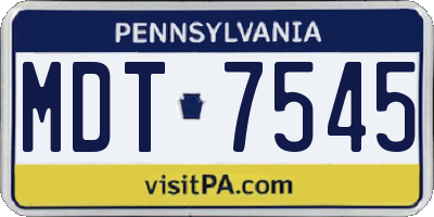 PA license plate MDT7545