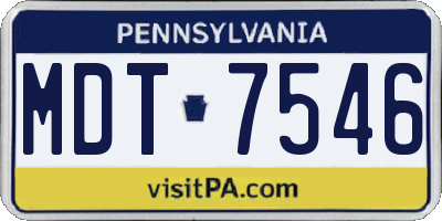 PA license plate MDT7546