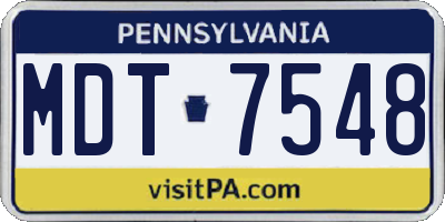 PA license plate MDT7548