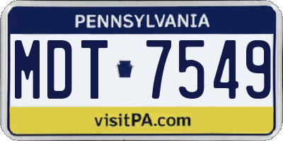 PA license plate MDT7549
