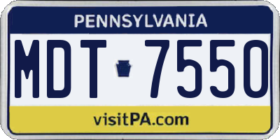 PA license plate MDT7550