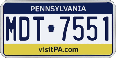 PA license plate MDT7551