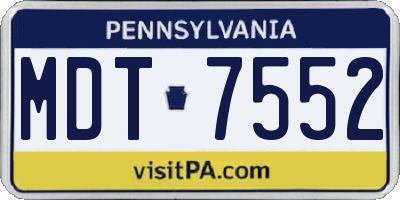 PA license plate MDT7552
